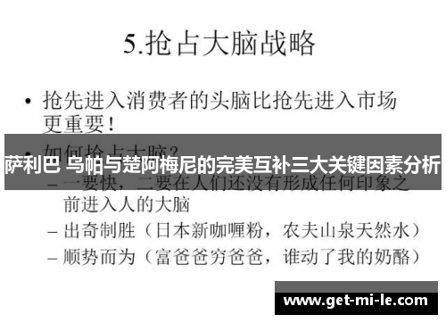 萨利巴 乌帕与楚阿梅尼的完美互补三大关键因素分析